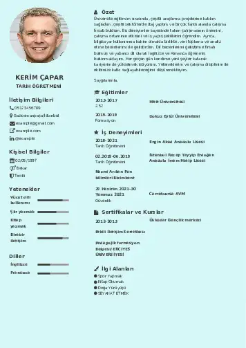 Tarih Öğretmeni Cv Örnekleri cv indir